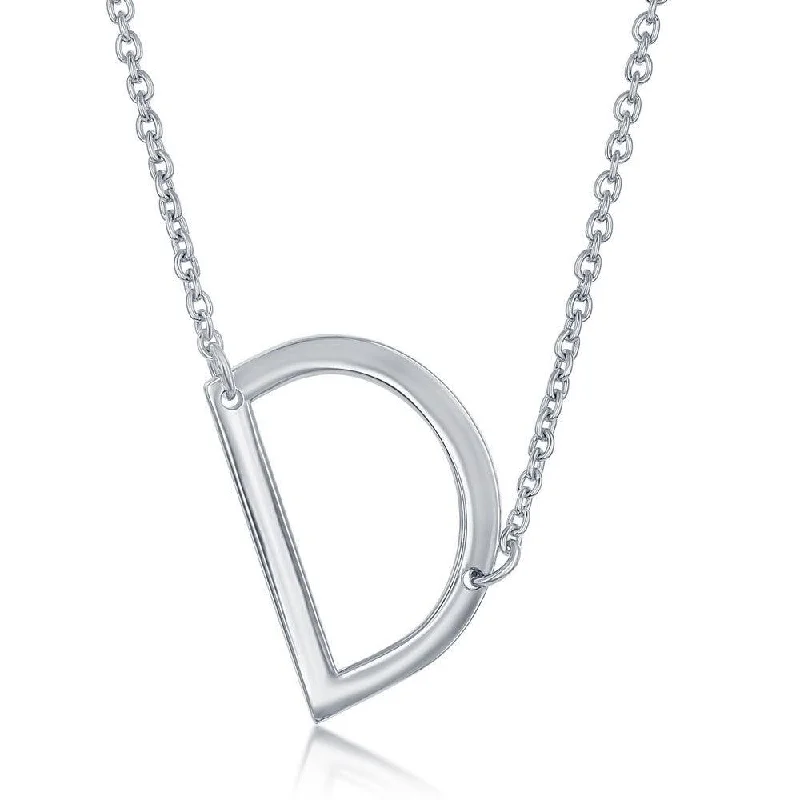 Ladies necklaces titanium options-Sterling Silver Sideways D Initial Necklace