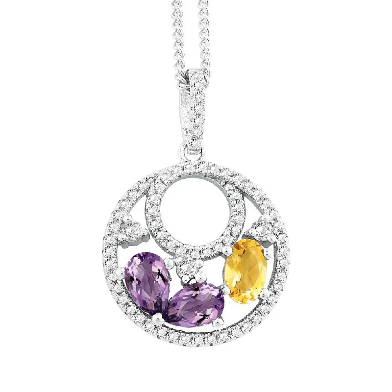 Ladies necklaces synthetic jewels-Sterling Silver Multi Oval Citrine Necklace