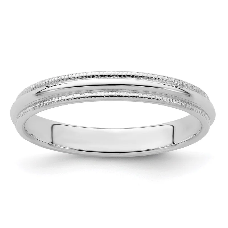 Ladies ring custom made-3mm Sterling Silver Half Round Milgrain Edge Standard Fit Band