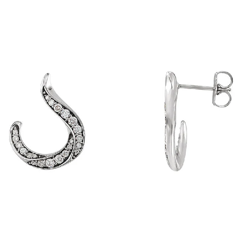 Ladies earrings modern looks-14 x 16mm 14k White Gold 3/8 CTW (G-H, I1) Diamond J-Hoop Earrings