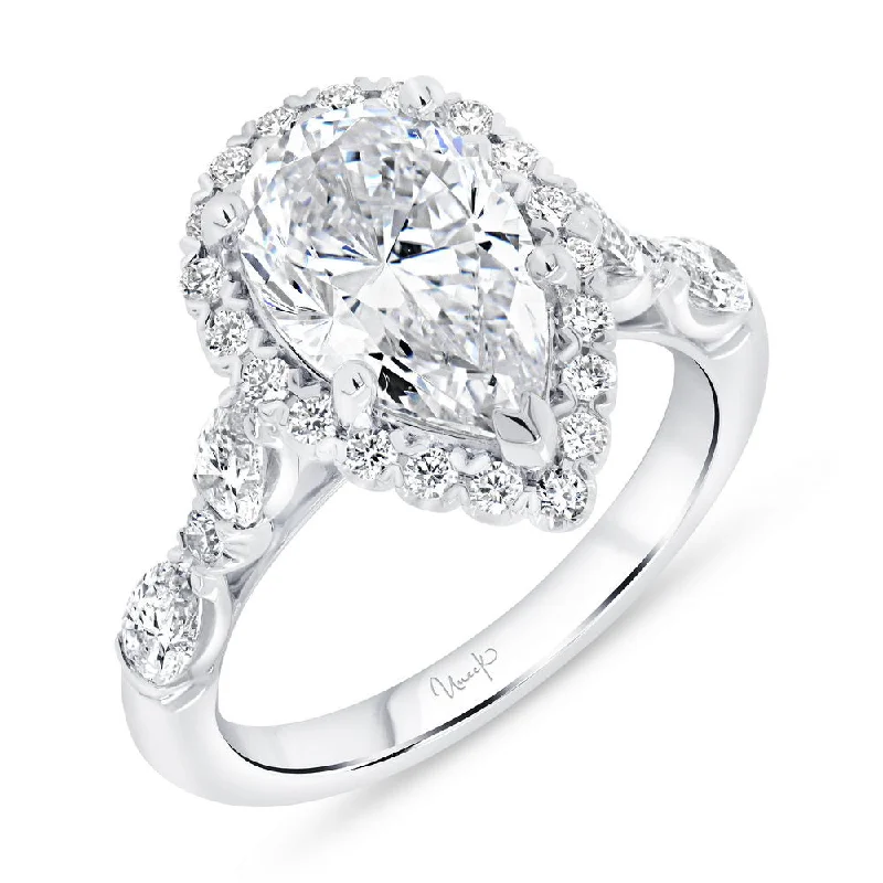 Ladies engagement rings modern flair-Uneek Timeless Collection Halo Engagement Ring