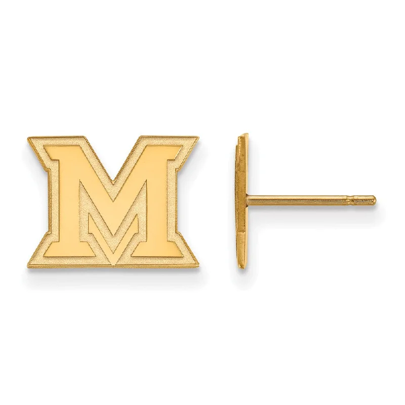 Ladies earrings vintage charm-14k Gold Plated Silver Miami Univ. XS (Tiny) Post Earrings