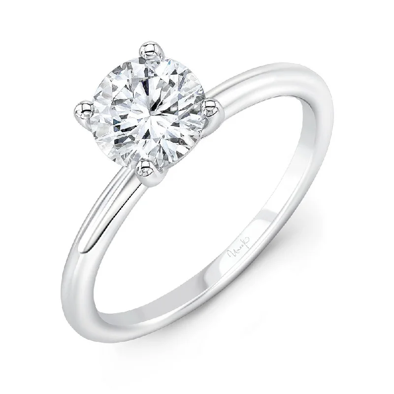 Ladies engagement rings gold styles-Uneek Timeless Collection Solitaire Round Engagement Ring