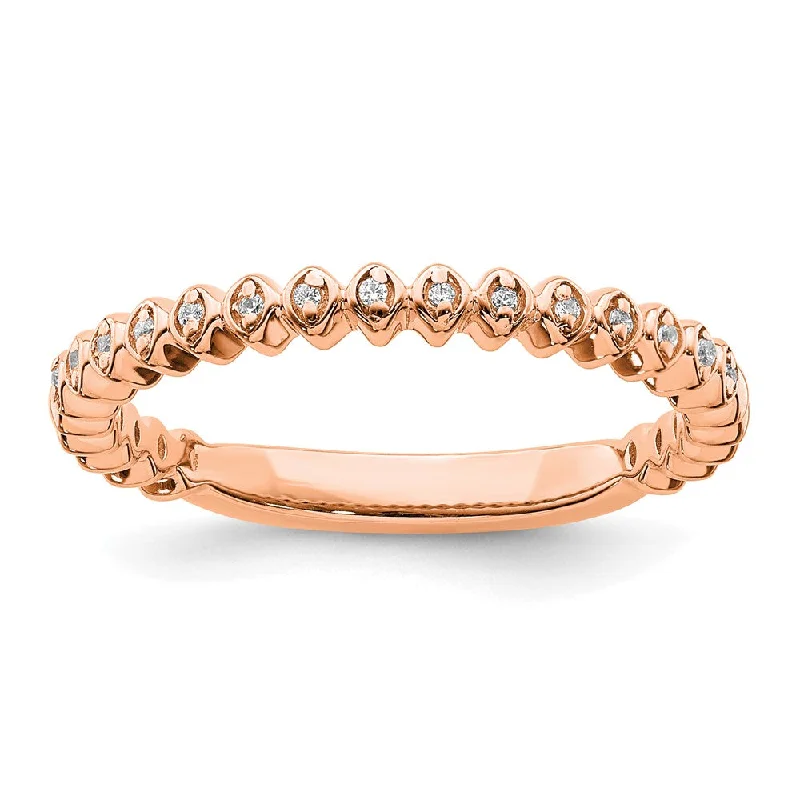 Ladies ring wedding accessories-2.25mm 14k Rose Gold 1/20 Ctw Diamond Stackable Band