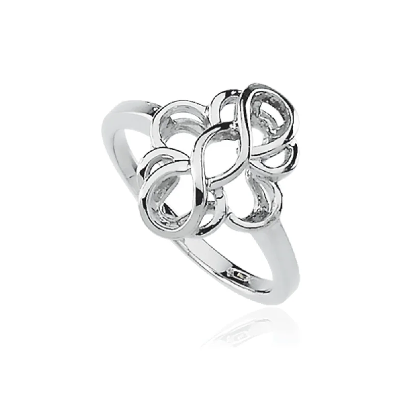 Ladies ring classic looks-Women's Swirl Ring in 14k White Gold