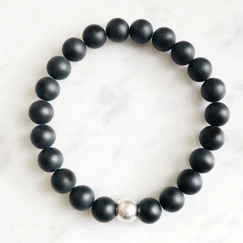 Ladies bracelets rose gold-Smooth Onyx Bracelet for Confidence & Power