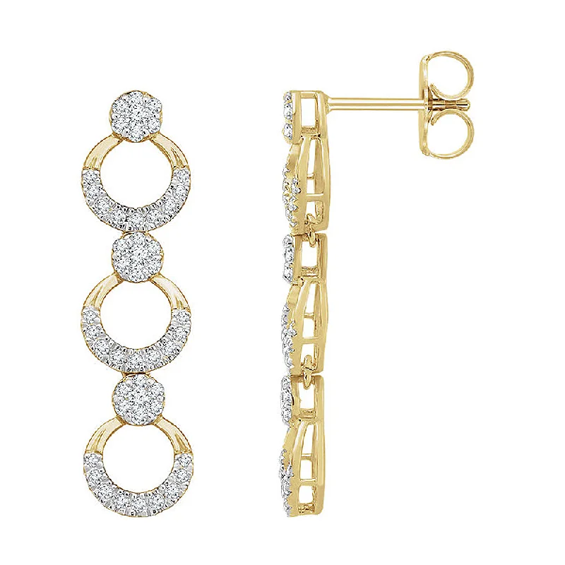 Ladies earrings affordable picks-7 x 28mm 14k Yellow Gold 1/2 CTW (H-I, I1) Diamond Geometric Earrings