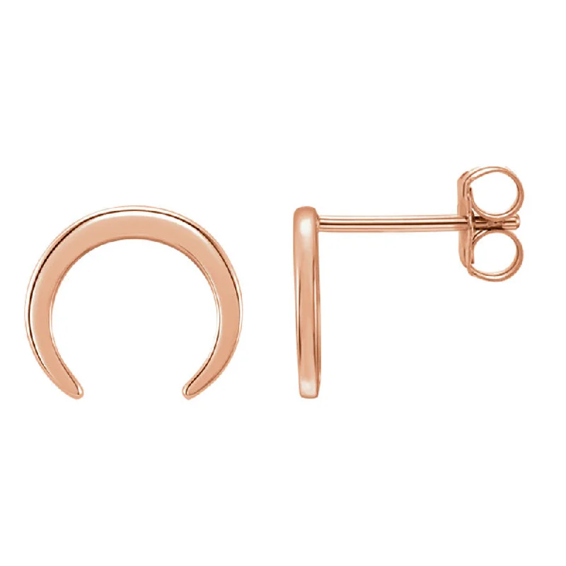 Ladies earrings modern looks-10mm x 9mm (3/8 Inch) 14k Rose Gold Small Crescent Post Earrings