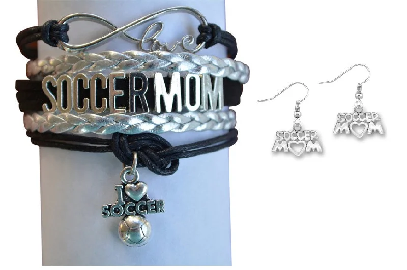 Ladies bracelets online shopping-Soccer Mom Set - Infinity Bracelet & Earrings