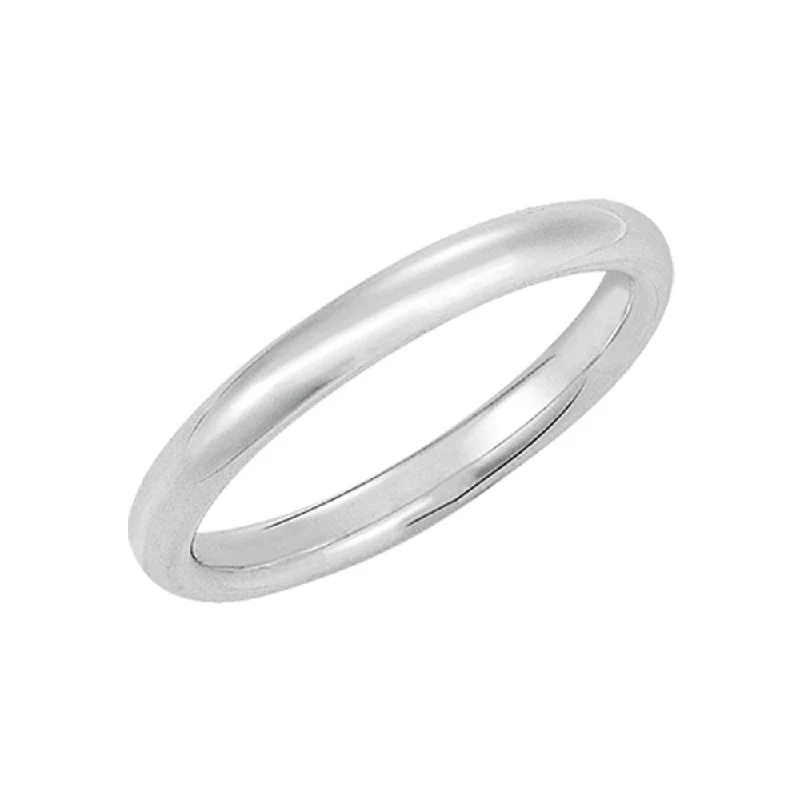 Ladies ring synthetic jewels-3mm Domed Comfort Fit Wedding Band in 10k White Gold