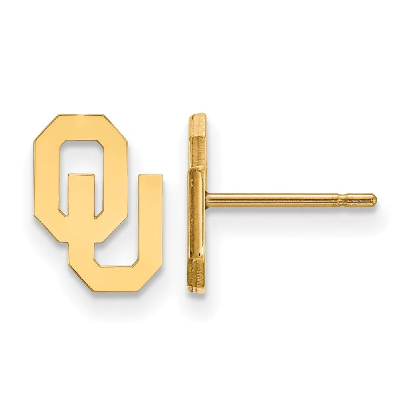 Ladies earrings titanium options-14k Gold Plated Silver University of Oklahoma XS (Tiny) Post Earrings