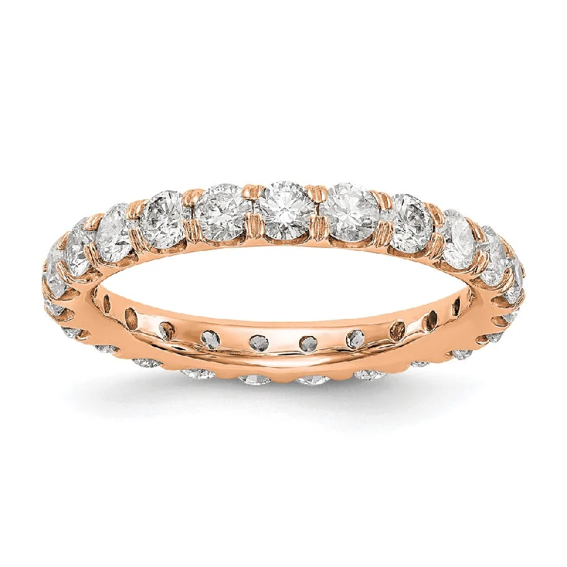 Ladies ring office looks-2.8mm 14K Gold U Shared Prong 1.8 to 2.0 Ctw Diamond Eternity Band