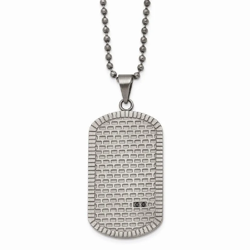 Ladies necklaces online shopping-Stainless Steel Antiqued Polished and Brushed CZ Necklace