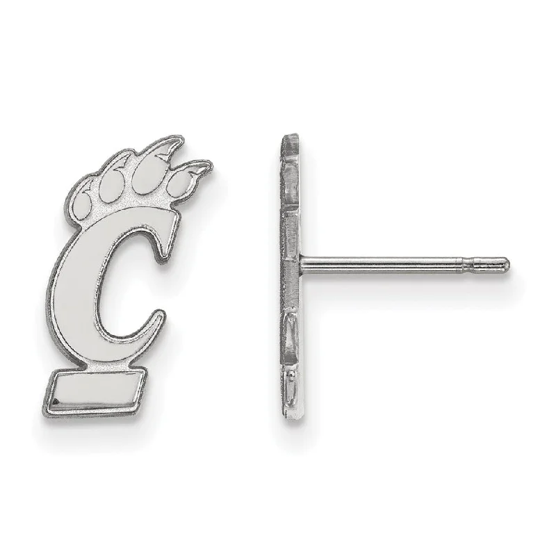 Ladies earrings anniversary choices-10k White Gold University of Cincinnati 'C' Small Post Earrings