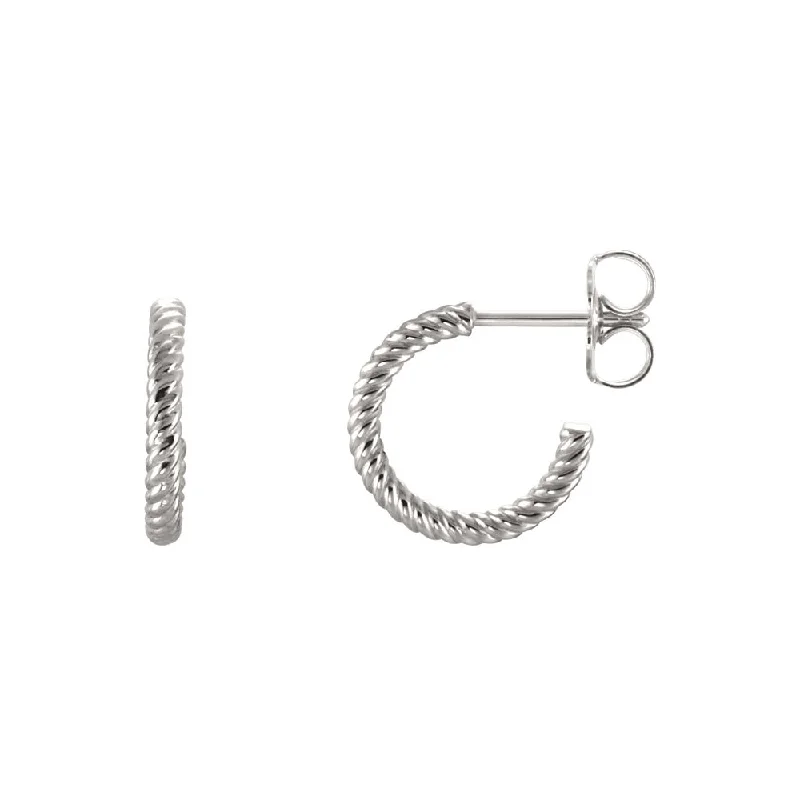 Ladies earrings geometric patterns-Rope Hoop Earrings in Continuum Sterling Silver, 12mm (7/16 Inch)