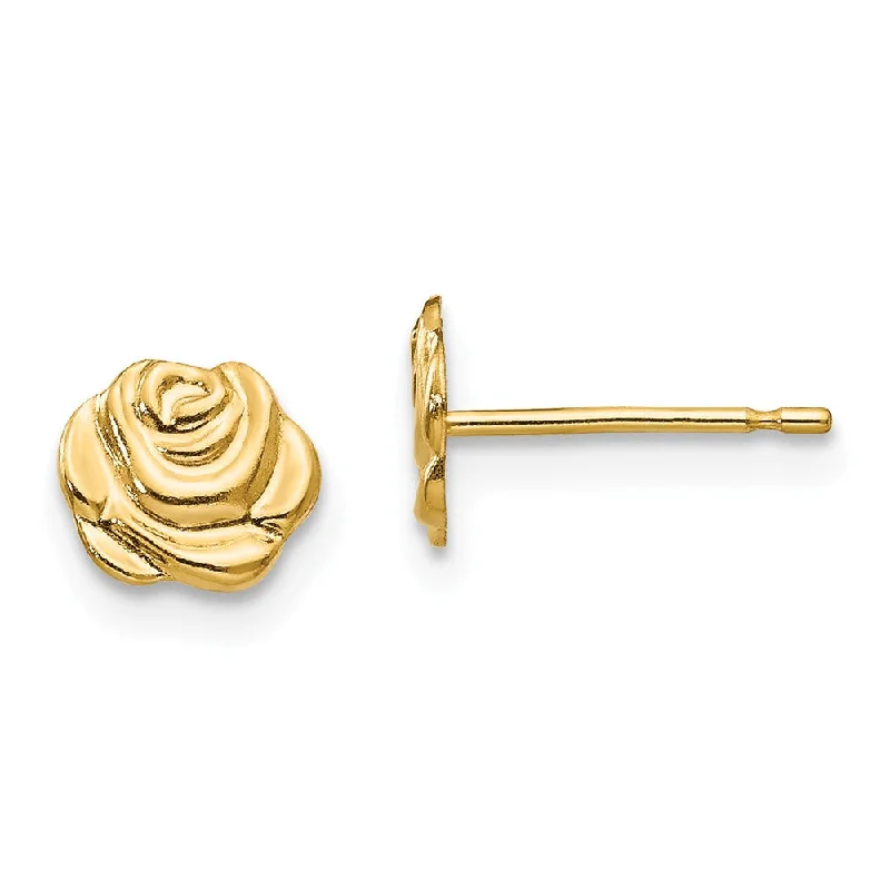 Ladies earrings collectible items-Kids 6mm Rose Bud Post Earrings in 14k Yellow Gold