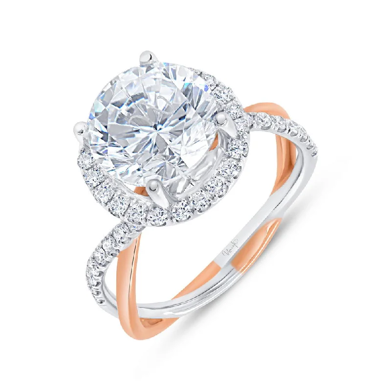 Ladies engagement rings rose-cut diamonds-Uneek Infinity Collection Halo Engagement Ring