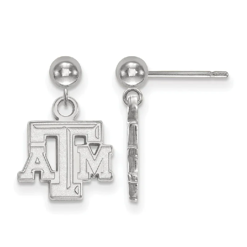 Ladies earrings classic styles-Sterling Silver Texas A&M University Ball Dangle Earrings