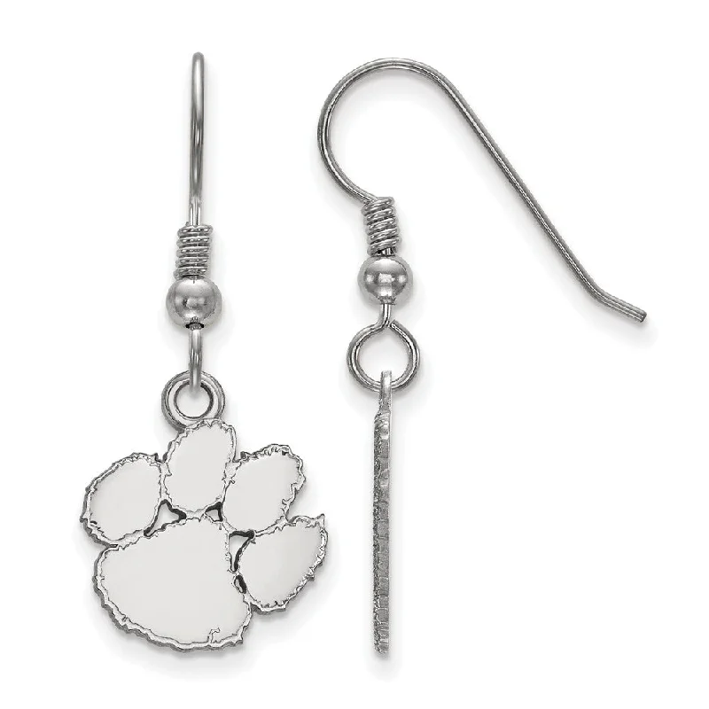 Ladies earrings unique finds-Sterling Silver Clemson University Small Dangle Earrings