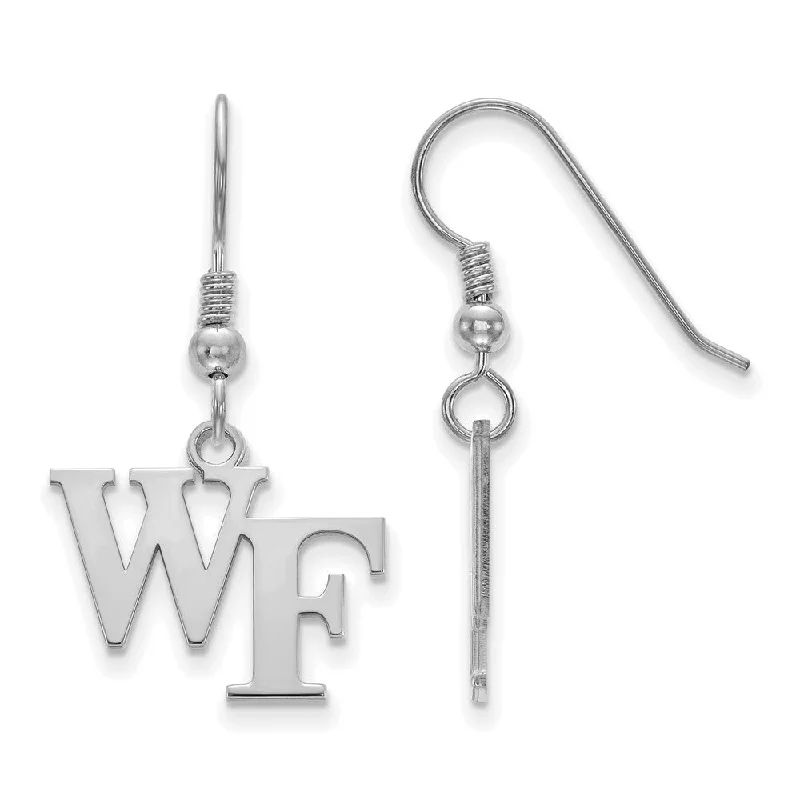 Ladies earrings synthetic jewels-Sterling Silver Wake Forest University Small 'WF' Dangle Earrings