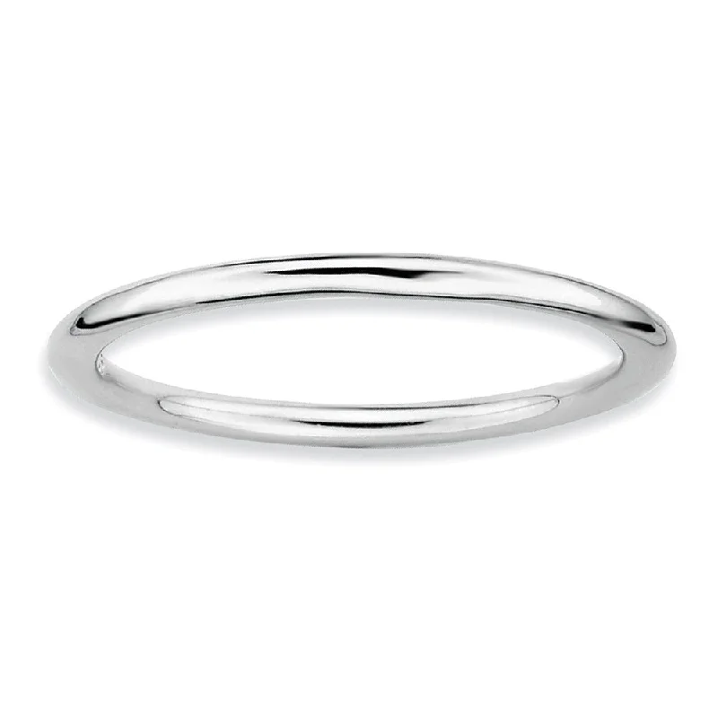 Ladies ring elegant styles-1mm Rhodium Plated Sterling Silver Stackable Polished Elegant Band