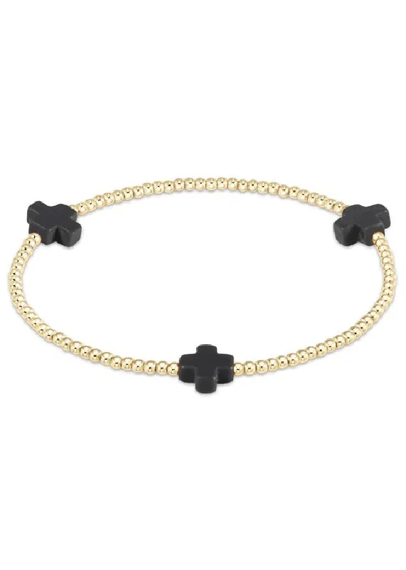 Ladies bracelets top brands-SIGNATURE CROSS BRACELET - BLACK