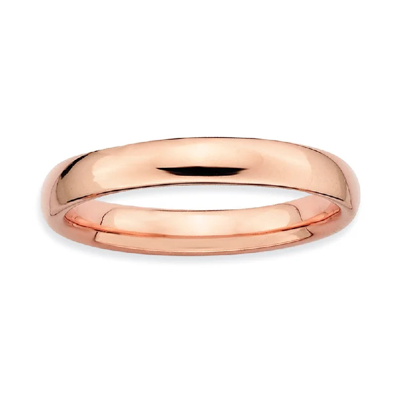 Ladies ring Valentine’s Day-3.25mm 14k Rose Gold Plated Sterling Silver Stackable Polished Band