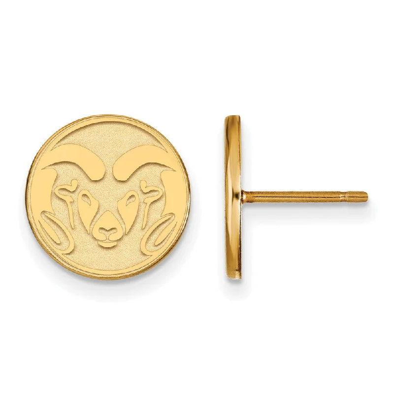 Ladies earrings viral picks-14k Yellow Gold Colorado State University Small Post Earrings