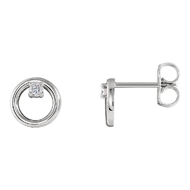 Ladies earrings minimalist trends-7.25mm 14k White Gold .06 CTW (G-H, I1) Diamond Circle Post Earrings