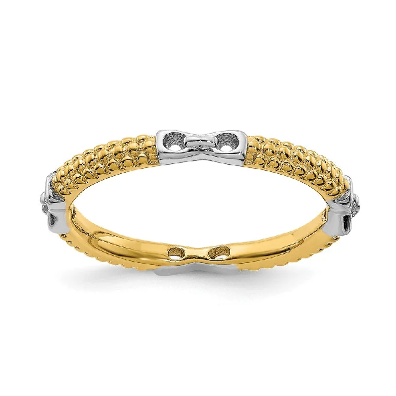 Ladies ring engraved names-2mm Sterling Silver & 14k Yellow Gold Plated Stackable Band