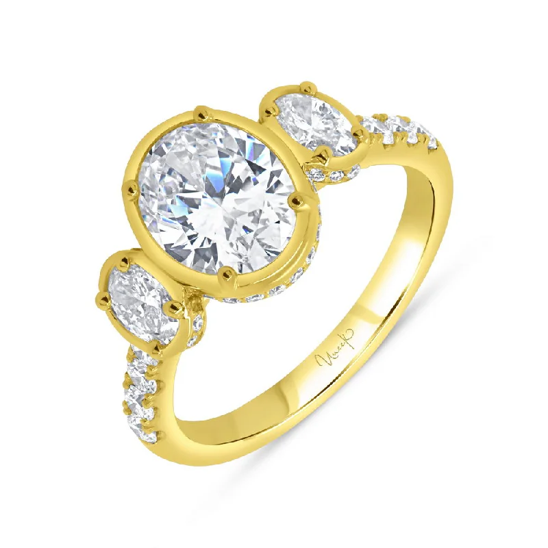 Ladies engagement rings timeless elegance-Uneek Alexandria Collection Three-Stone Oval Shaped Engagement Ring