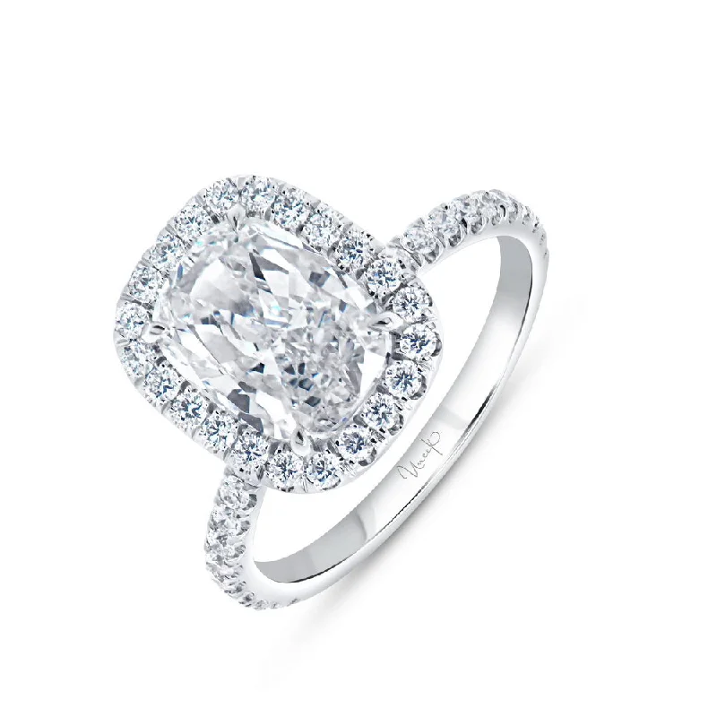 Ladies engagement rings marquise designs-Uneek Signature Collection Halo Cushion Cut Diamond Engagement Ring