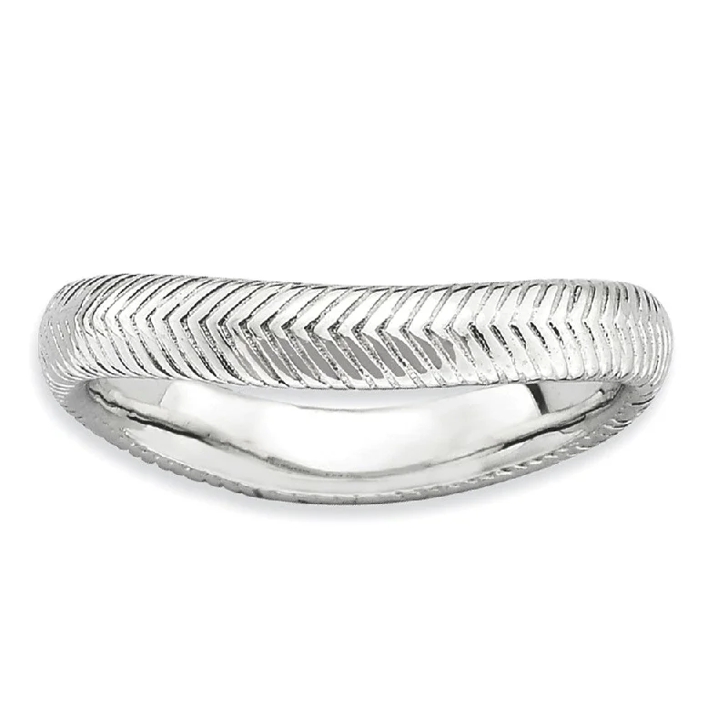 Ladies ring group customs-3.25mm Stackable Sterling Silver Curved Herringbone Band