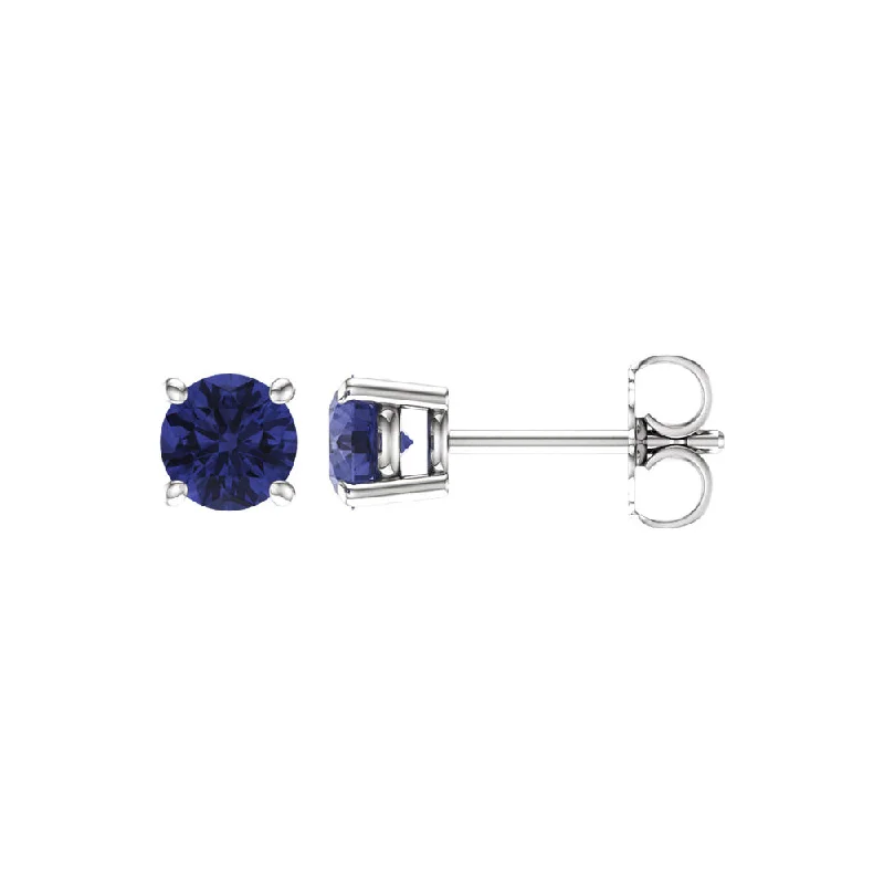 Ladies earrings viral picks-5mm Round Tanzanite Stud Earrings in 14k White Gold