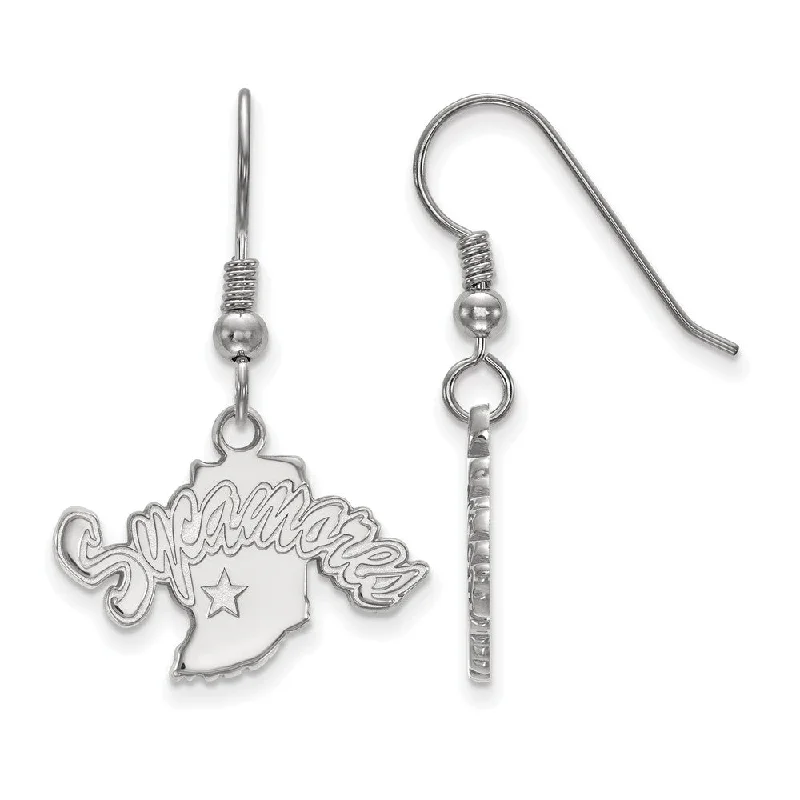 Ladies earrings top brands-Sterling Silver Indiana State University Small Dangle Earrings