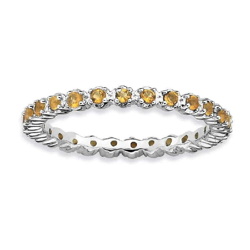 Ladies ring stacking trends-2.25mm Silver Stackable Citrine Band