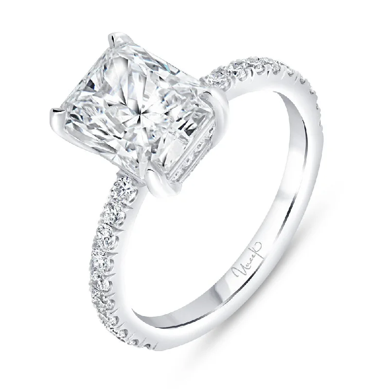 Ladies engagement rings rose-cut diamonds-Uneek Signature Collection Straight Radiant Diamond Engagement Ring