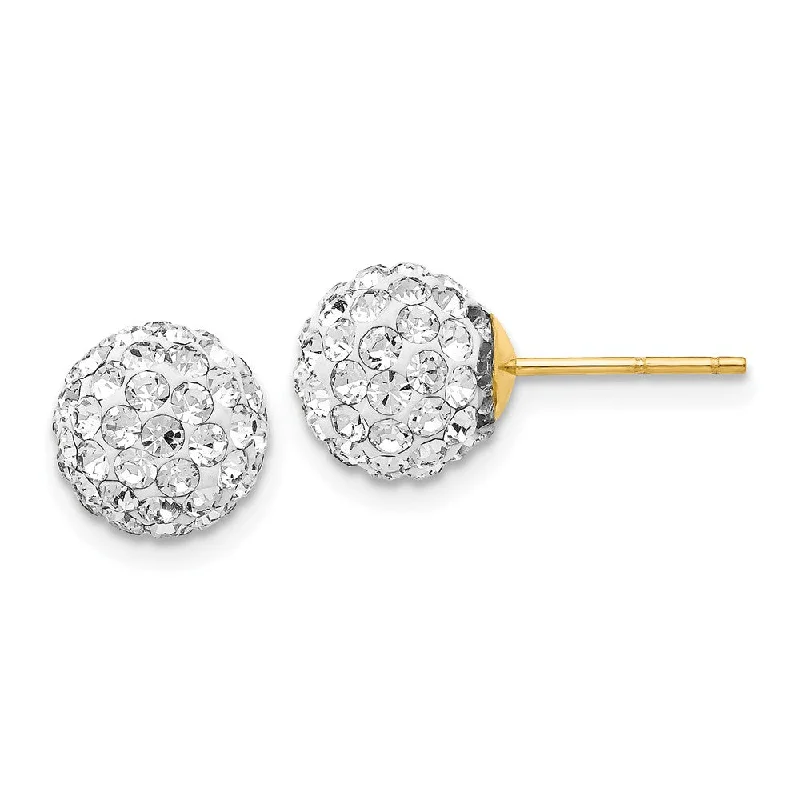 Ladies earrings synthetic jewels-8mm Crystal Ball Earrings with a 14k Yellow Gold Post