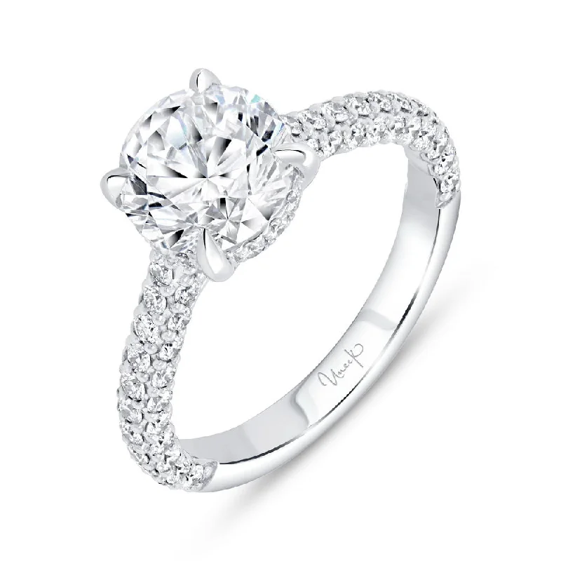 Ladies engagement rings worldwide trends-Uneek Timeless Collection Under-Halo Round Engagement Ring