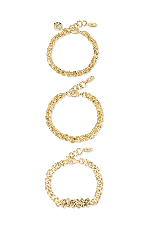 Ladies bracelets mature appeal-Linked Chain Trio Bracelet Set