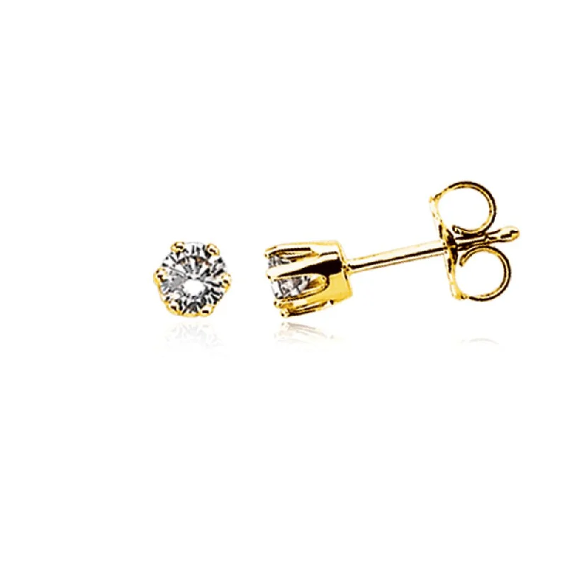 Ladies earrings ethnic patterns-1/3 Carat Diamond Stud Earrings - 14k Yellow Gold