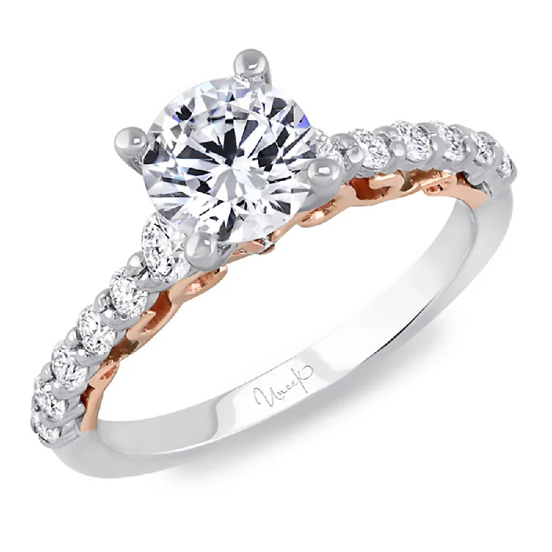 Ladies engagement rings upgrade choices-Uneek La Vite Rampicante Round Diamond Non-Halo Engagement Ring with Shared-Prong Shank