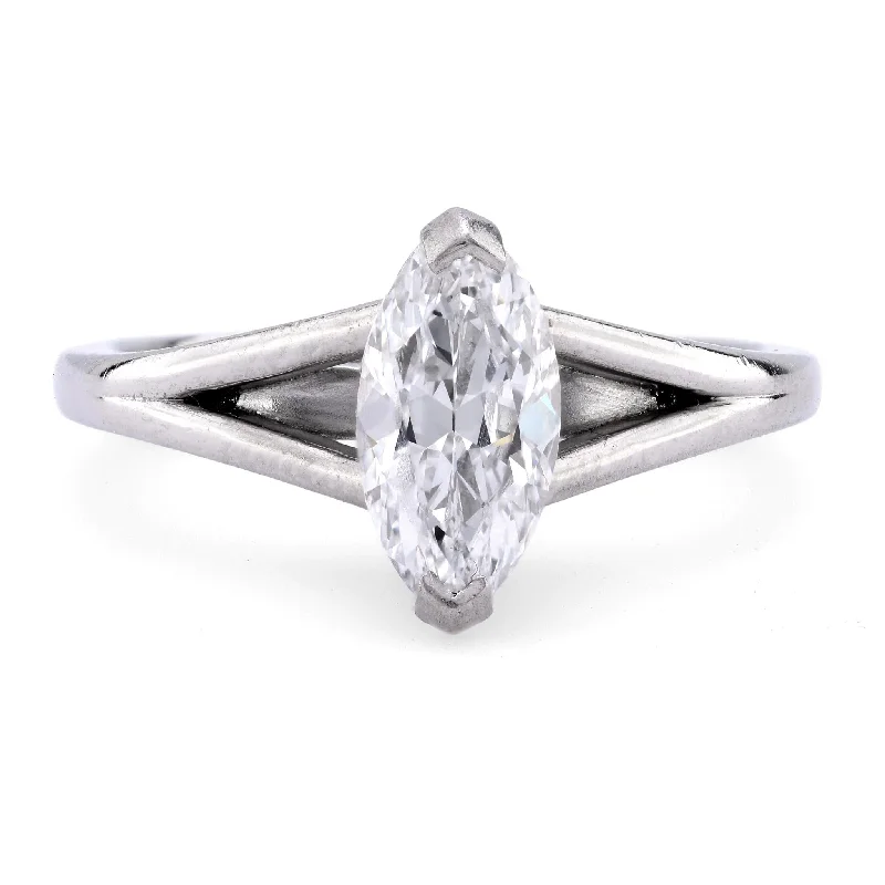 Ladies engagement rings upgrade choices-GIA 1.16 carat marquise cut diamond platinum engagement ring