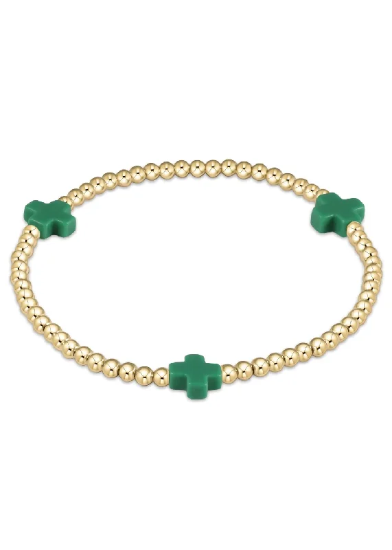 Ladies bracelets diamond accents-eGIRL SIGNATURE CROSS BRACELET - EMERALD