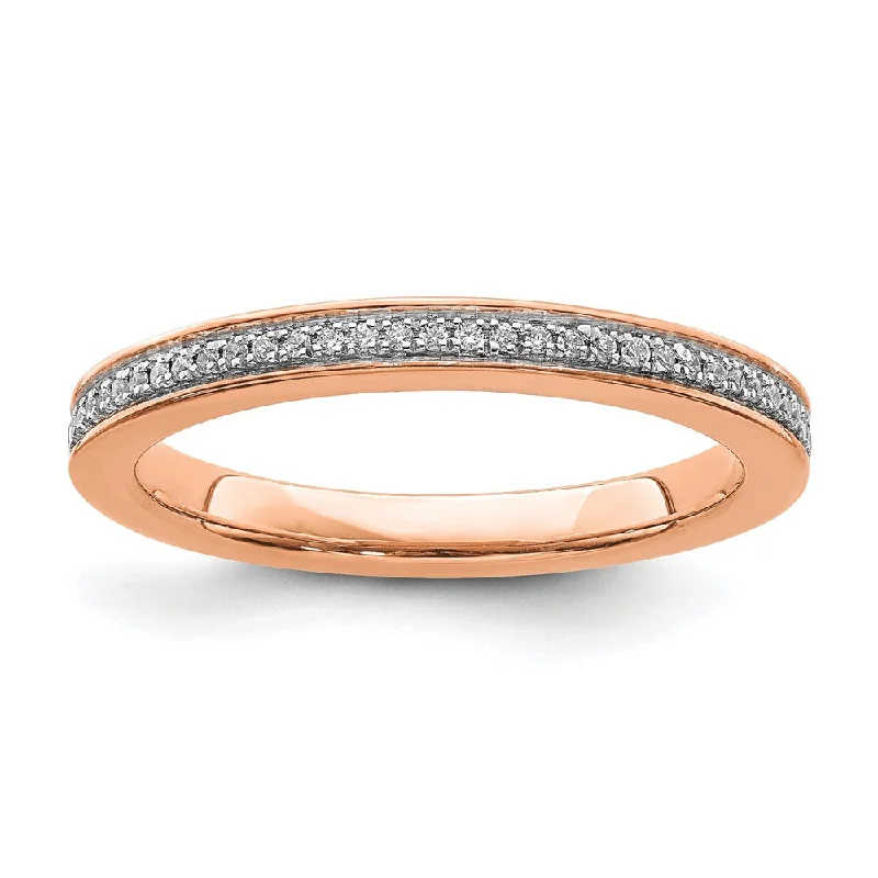 Ladies ring punk flair-2.25mm 14k Rose Gold 1/10 Ctw Diamond Stackable Band