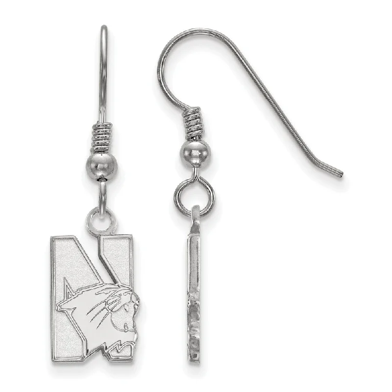 Ladies earrings classic styles-Sterling Silver Northwestern University Small Dangle Earrings