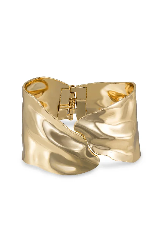 Ladies bracelets celebrity styles-Melted Abstract Cuff Bracelet