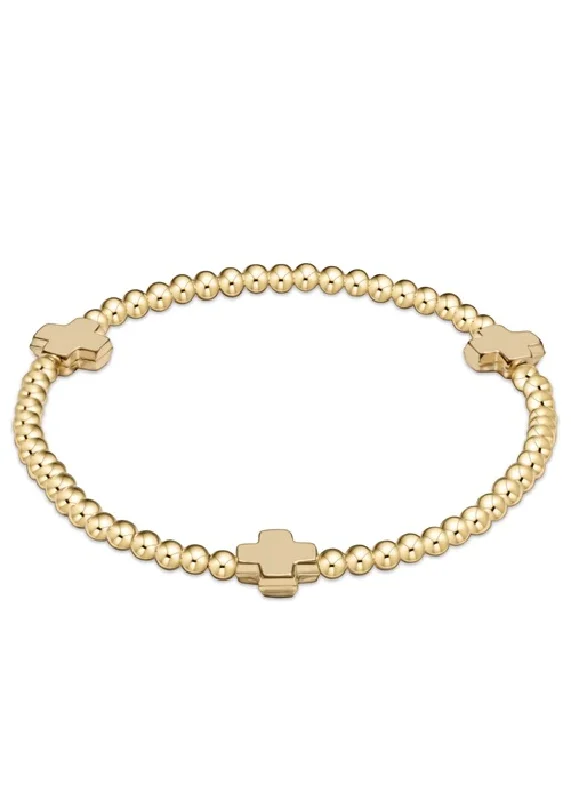 Ladies bracelets cute looks-SIGNATURE CROSS BRACELET - GOLD