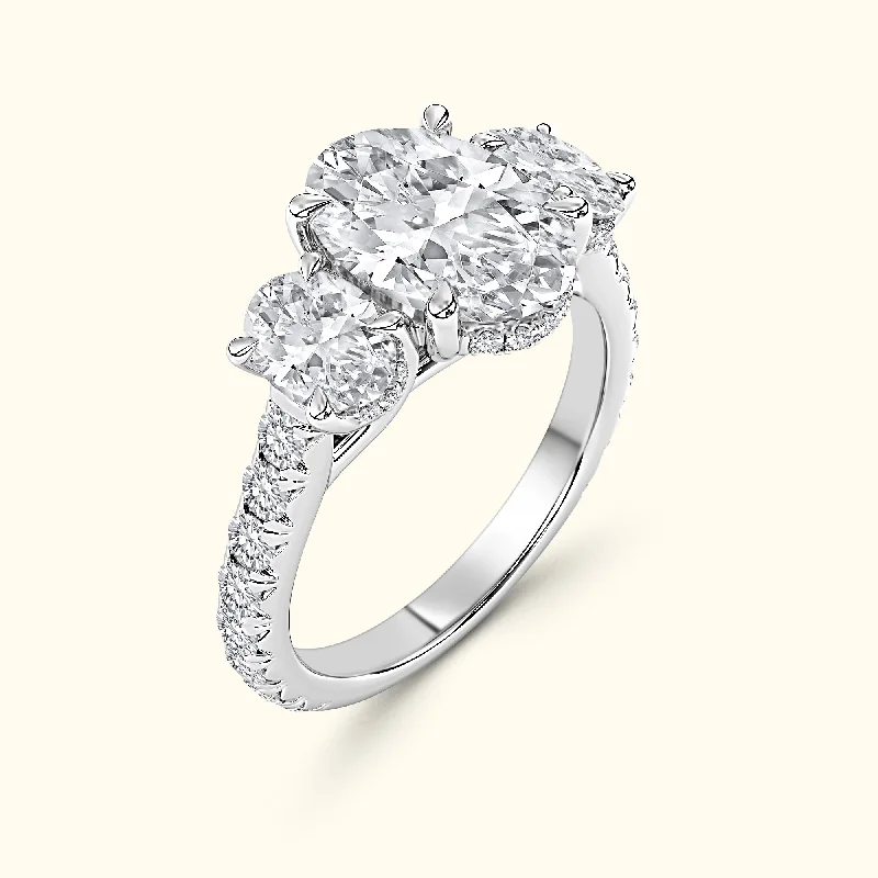 Ladies engagement rings eco-friendly-'Tessa' 3 Stone Oval Engagement Ring