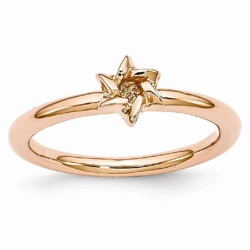 Ladies ring holiday gifts-Rose Gold Tone Sterling Silver Stackable 7mm Star of David Ring